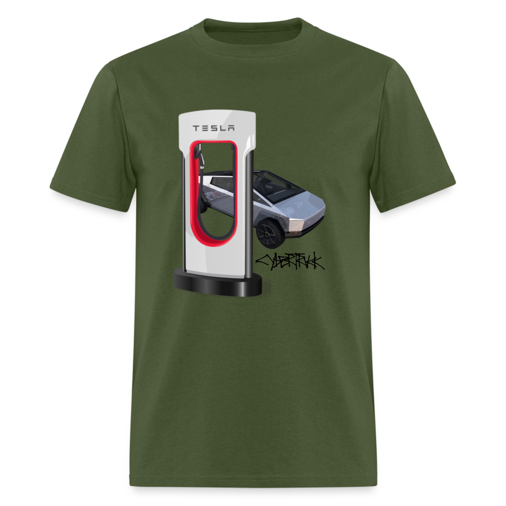 TESLA CYBER TRUCK shirt Electric charging station Tshirt Cyber Truck Model Y Graphic Model 3 png shirt Unisex Tee - military green