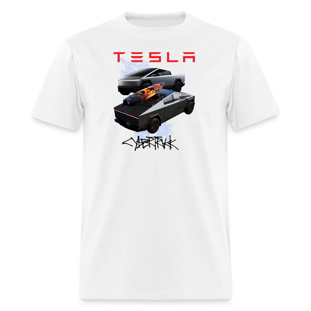 TESLA CYBER TRUCK shirt  Electric car Tshirt Double Truck Tesla Cyber Truck shirt Unisex Tesla Graphic png Tee - white