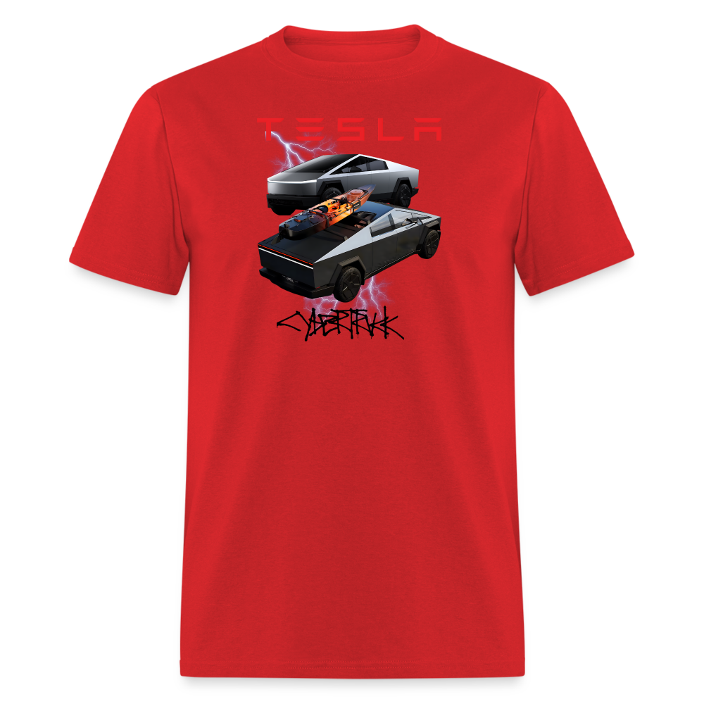 TESLA CYBER TRUCK shirt  Electric car Tshirt Double Truck Tesla Cyber Truck shirt Unisex Tesla Graphic png Tee - red