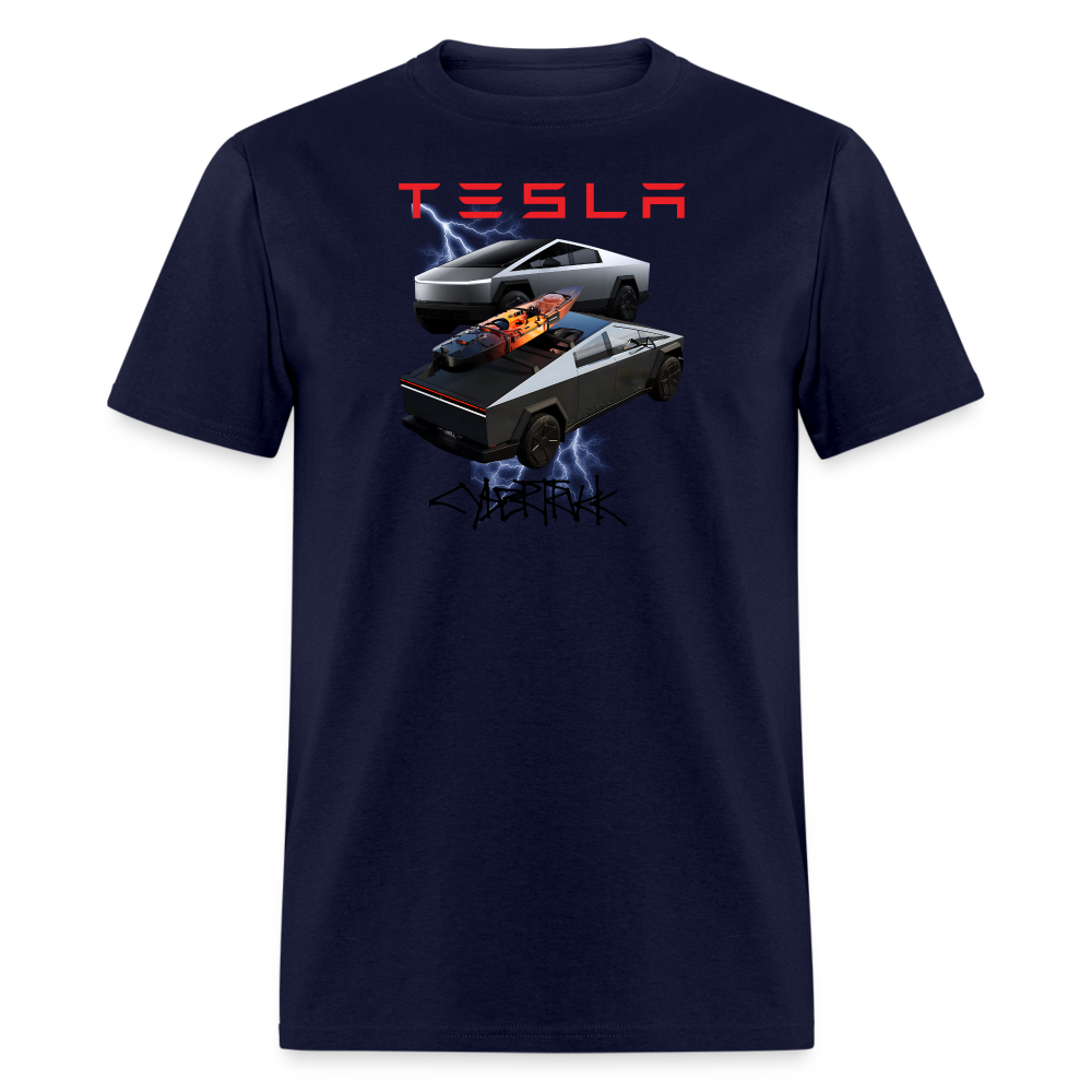 TESLA CYBER TRUCK shirt  Electric car Tshirt Double Truck Tesla Cyber Truck shirt Unisex Tesla Graphic png Tee - navy