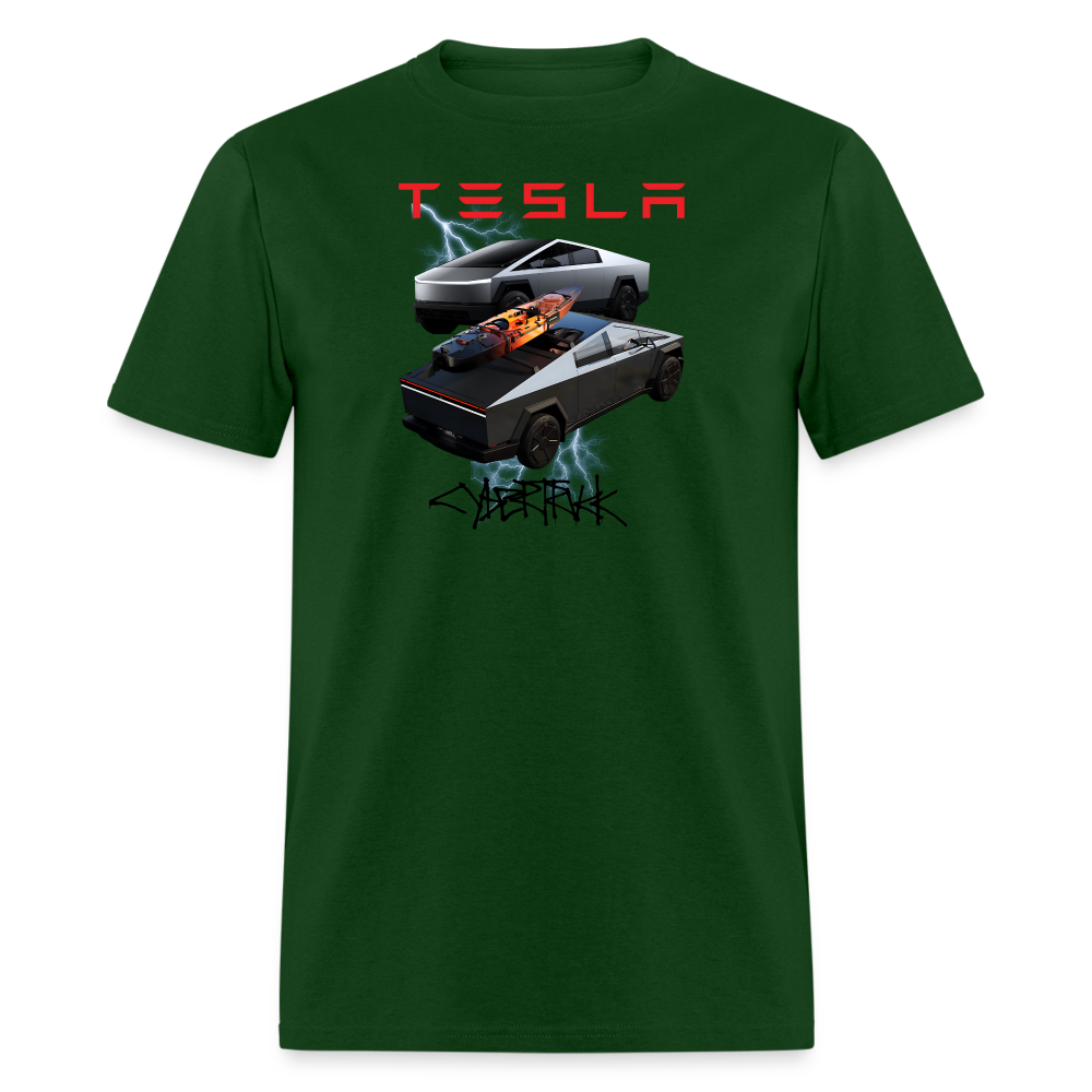 TESLA CYBER TRUCK shirt  Electric car Tshirt Double Truck Tesla Cyber Truck shirt Unisex Tesla Graphic png Tee - forest green